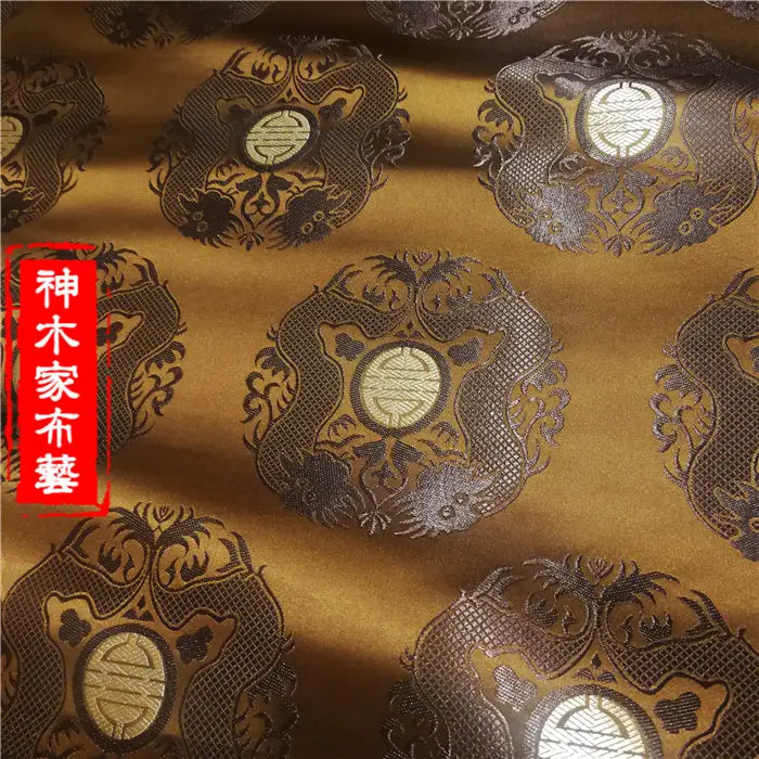 

Gold Ring Double Dragons Mission Brocade Jacquard Fabric Nation Clothing Cheongsam Childrenswear Tibetan Robe