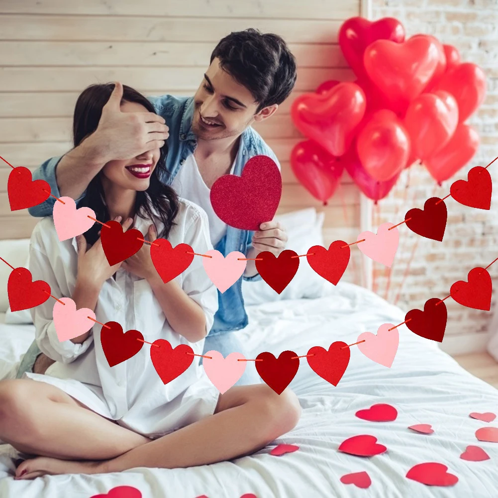 Красный флаг с сердечками баннеры День Святого Валентина Свадебное предложение