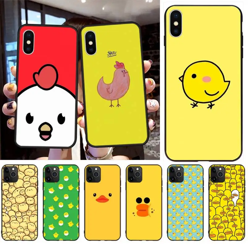 

CUTEWANAN Cute Yellow Chickens Duck Soft Silicone TPU Phone Cover for iPhone 11 pro XS MAX 8 7 6 6S Plus X 5S SE 2020 XR case