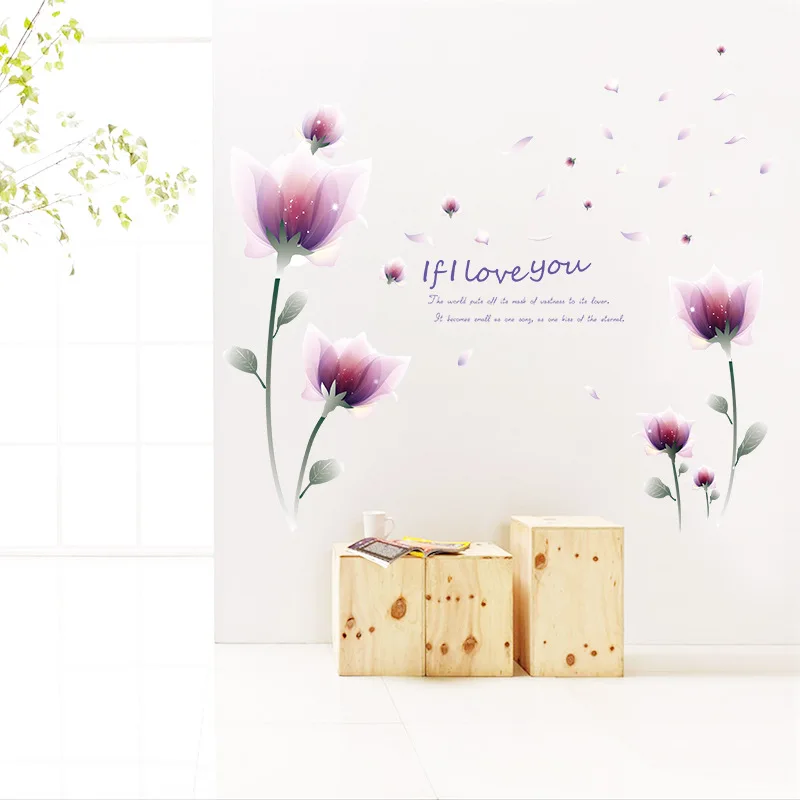 Фиолетовая Роза наклейки на стену виниловая модная Водонепроницаемая Наклейка