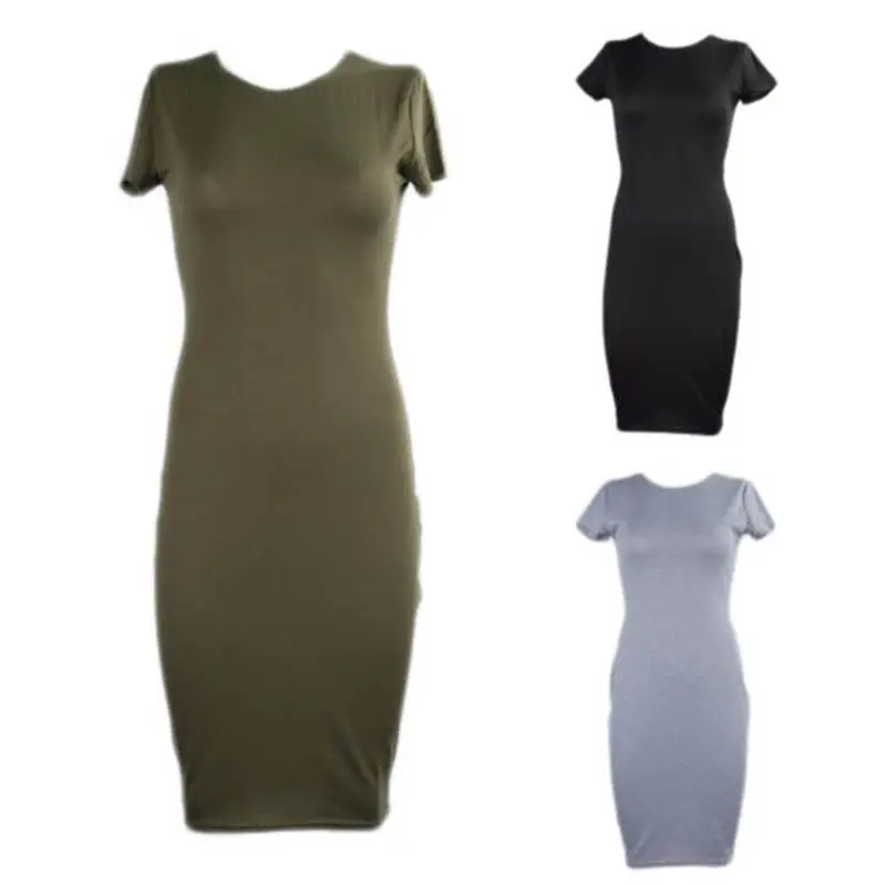 

Summer Tunic Pencil Dresses Women Knee-Length Skinny Office Dress Short Sleeve Bandage Slim Bodycon Beach Dress Vestidos Robes