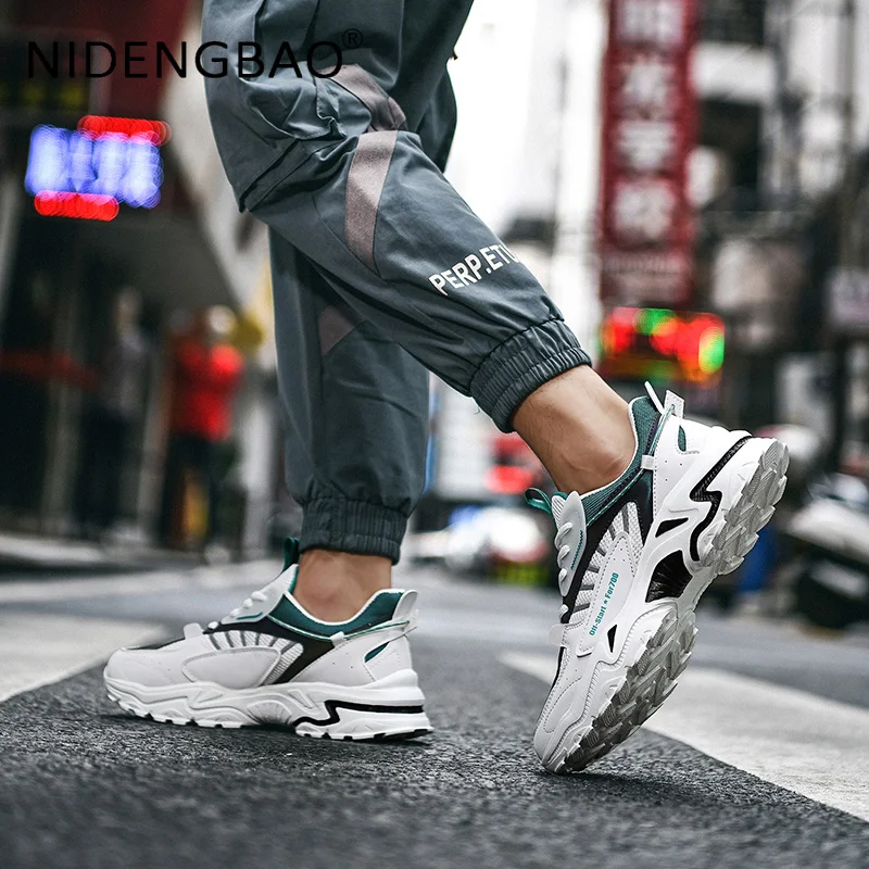 Sneakers For Men 2021 Fashion Mesh Breathable Running Jogging Walking Lace Up Sports Platform Shoes Casual Trainers Size 39-45