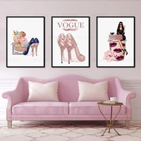 vogue perfume high heels fashion girl wall art canvas painting nordic posters and prints home wall picture for girl room decor