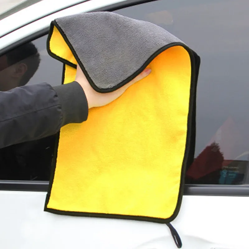 

2 pcs Car Wash Microfiber Towel Car Cleaning Drying Cloth Hemming Car Care Cloth Detailing Car Wash Towel
