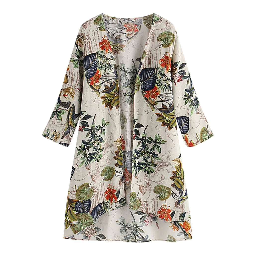 Женская блузка кимоно с цветочным принтом и коротким рукавом|Блузки| |