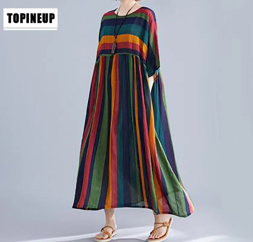 Модное Новое повседневное свободное лоскутное женское платье в полоску с коротким рукавом и карманами, рукав летучая мышь, круглый вырез