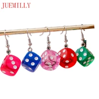 fashion bright resin dice dangle earrings for women girl creative drop jewelry gifts