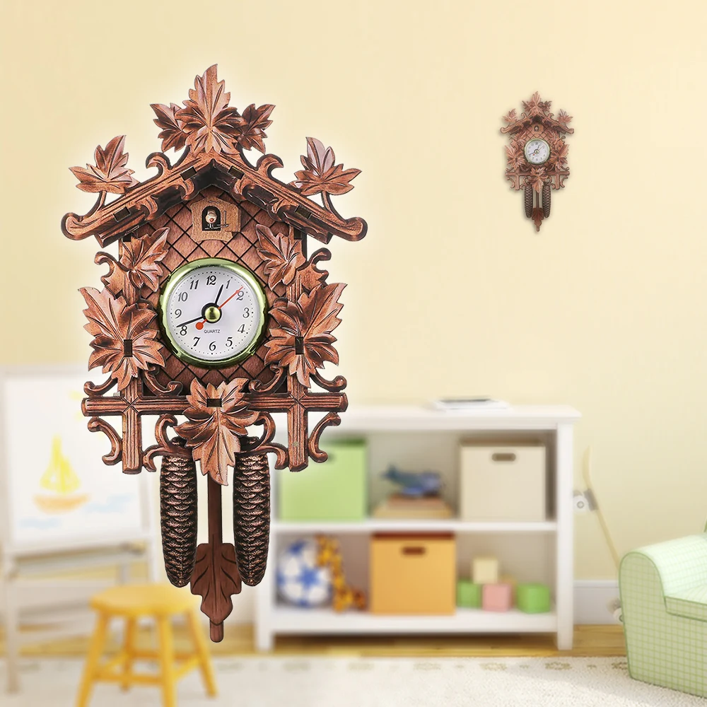 

Cuckoo Wall Clock Bird Wood Hanging Decorations for Home Cafe Restaurant Art Vintage Chic Swing Living Room Home Wall Decoration