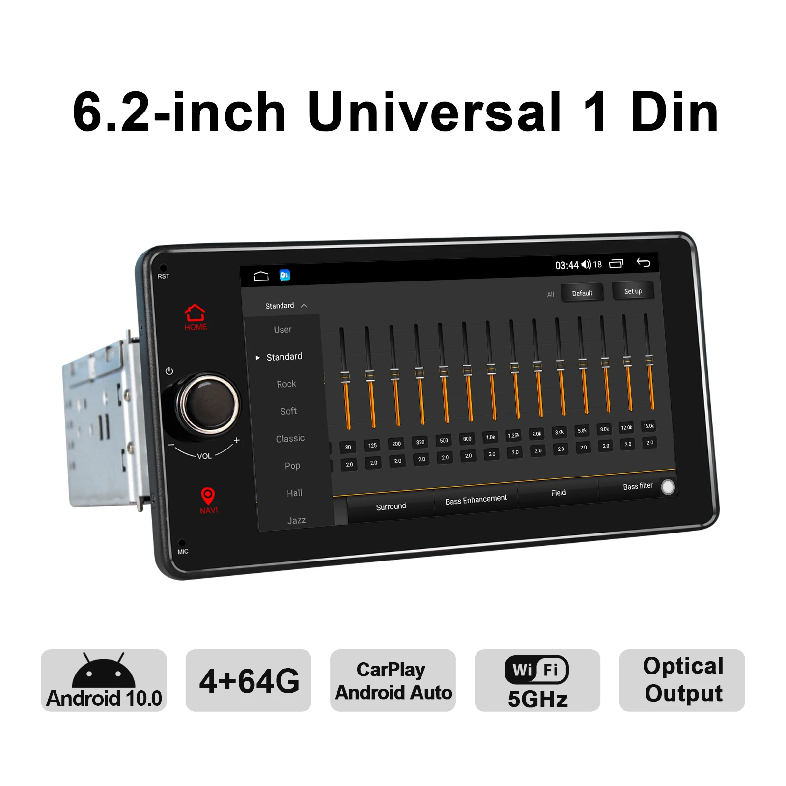 android 10 0 head unit 6 2 inch car radio gps 4gb ram 64gb rom octa core hd support 4gcarplayandroid autofast boot 5g wifi bt free global shipping