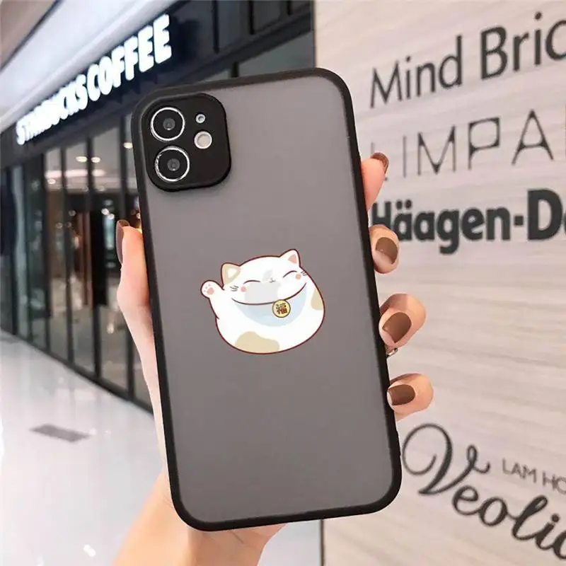 

Japan Koi Fish Cherry Blossom Lucky Cat Phone Case matte transparent For iphone 7 8 11 12 plus mini x xs xr pro max cover
