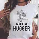 Футболка с надписью Not A Hugger, Повседневная стильная кавайная летняя хлопковая футболка, винтажная Эстетическая футболка, художественная футболка с цитатами