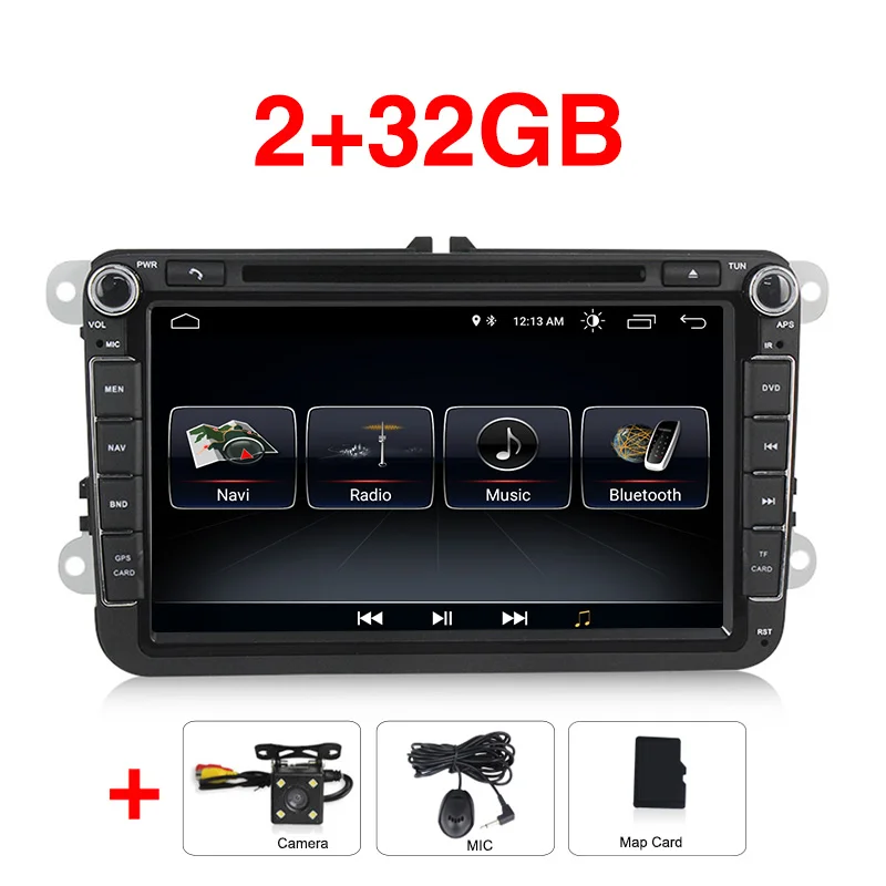 Android 9 8 дюймов dvd-плеер автомобиля для VW/Volkswagen/POLO/PASSAT/Golf/TOURAN/SHARAN четырехъядерный Wifi USB gps навигация радио - Цвет: 32G