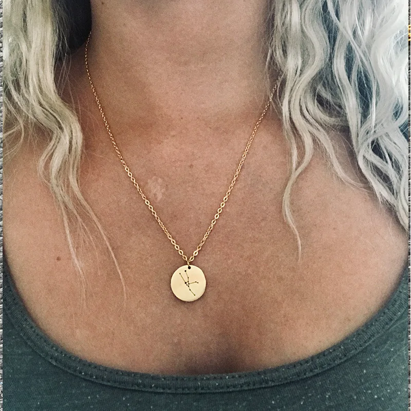 Ожерелье с кулоном из нержавеющей стали Twelve Constellation Трендовое ожерелье женские