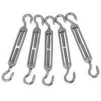 5pcs silver 304 stainless steel european style hook hook m5 turnbuckles adjustable wire rope tensioners