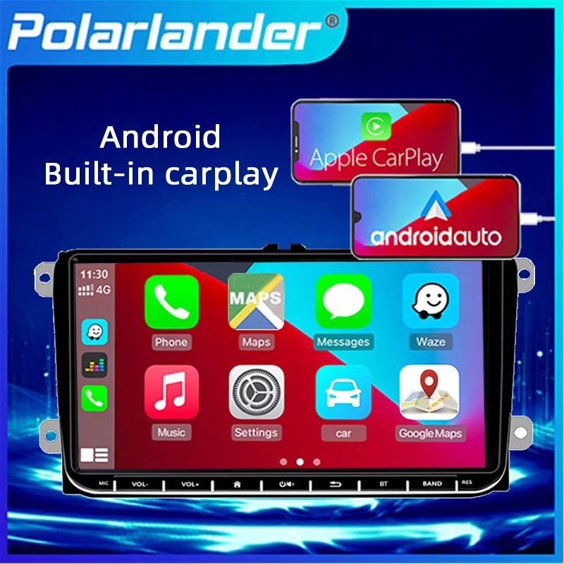 

Polarlander Car Radio 2Din 1+16G Android Built-in Carplay Bluetooth GPS FM 9 Inch WIFI For Bora Golf VW Polo Passat B6 B7 Touran