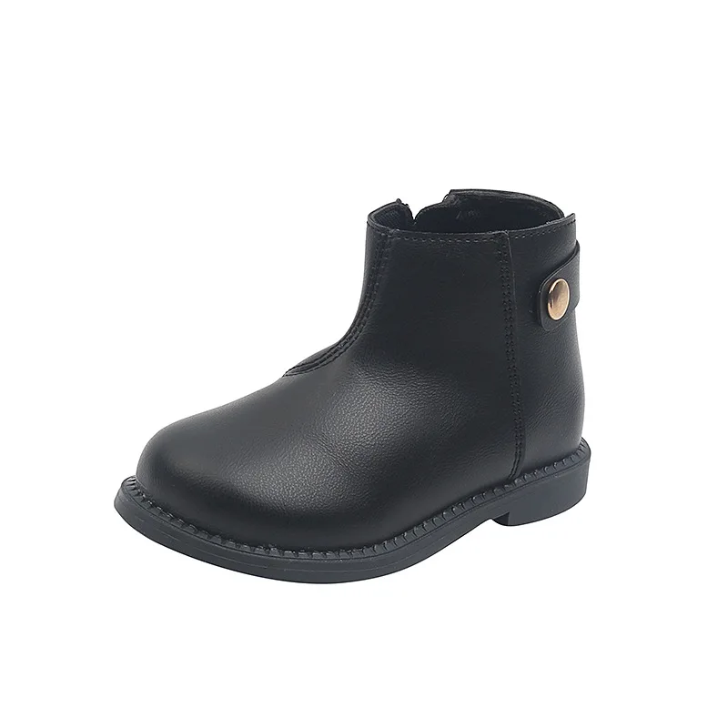 

2021 Baby Girl Shoes Fur Boots Kid Boots Children Fashion Boots Kids Shoes for Girl Solid Black Toddler Boots Simple Short Boots