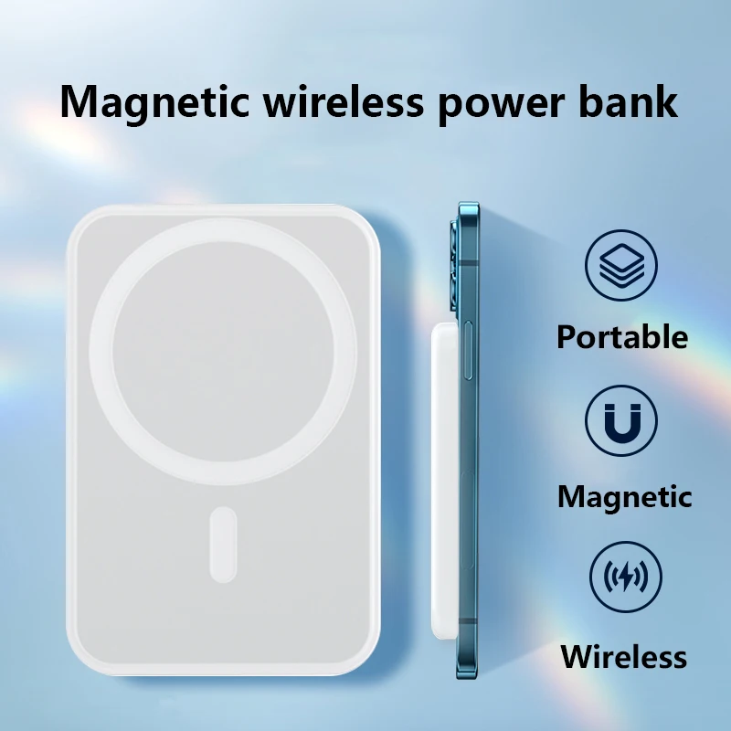 

1:1 5000mAh NEW Portable Magnetic Wireless Power Bank Mobile Phone External Battery For iphone 13 13Pro 12Pro Max Mini Powerbank