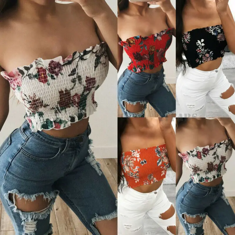 Женский топ без бретелек бандо с открытыми плечами и эластичными бретелями