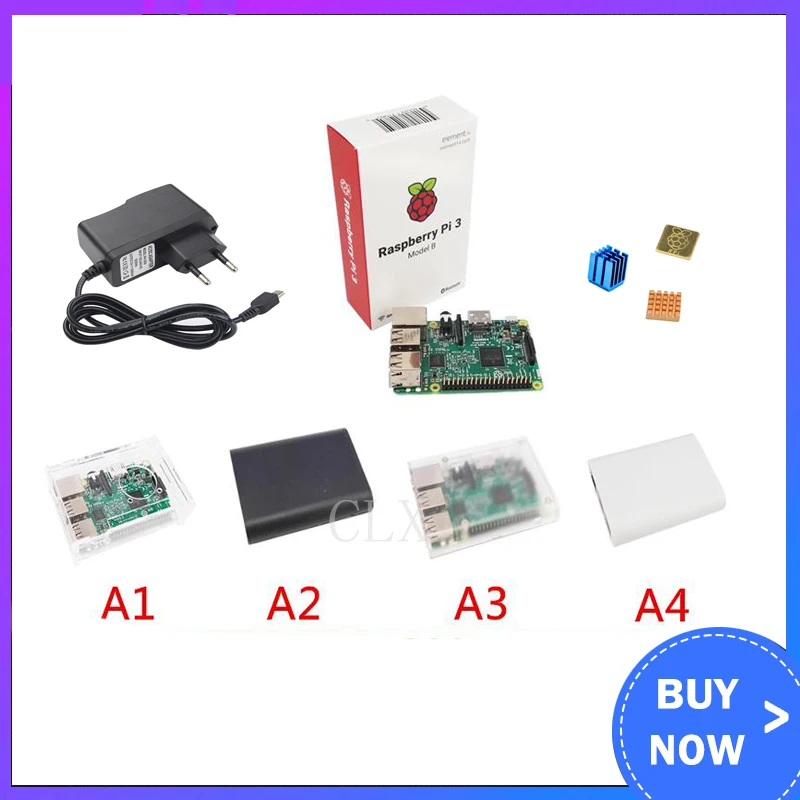 Raspberry Pi 3 Начальный комплект + pi чехол питание радиатор для 3|Аксессуары