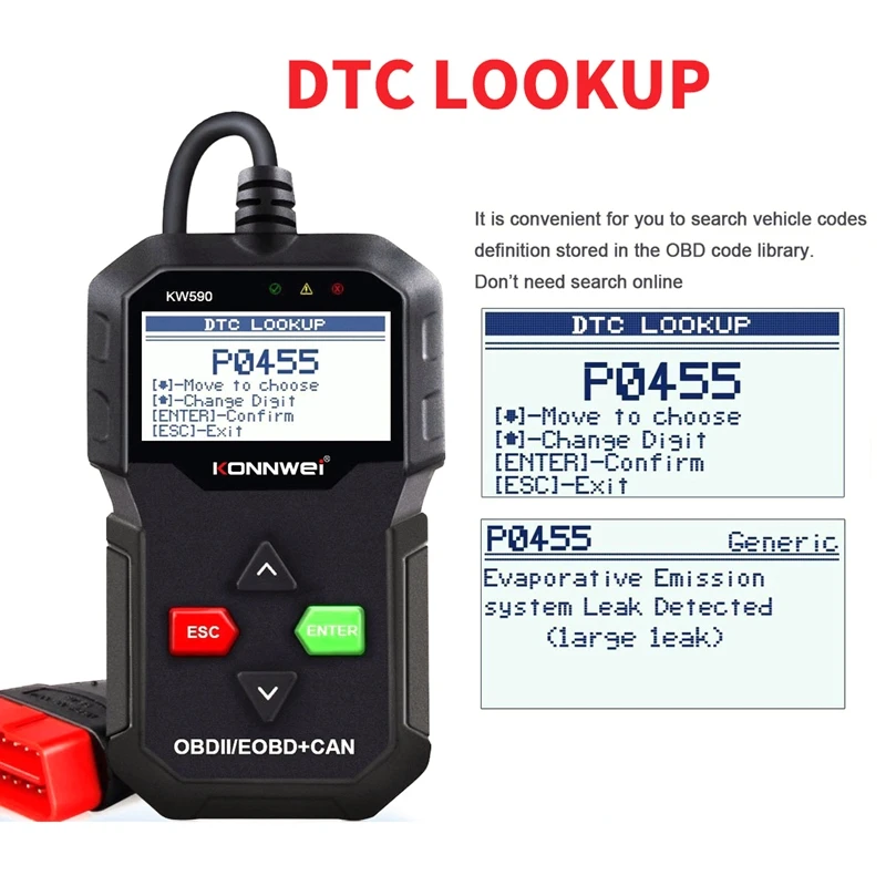 

KONNWEI KW590 OBD Diagnostic Tool Car Code Reader Automotive OBD2 Scanner Support Multi-Brands Cars&Languages
