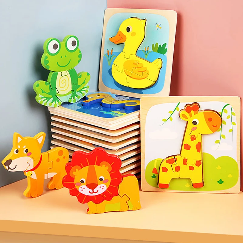 

15*15cm Thicken Wooden Puzzle Baby Toys Intelligence 3d Wood Puzzle Intelligence Jigsaw Puzzle Educational Toys For Children