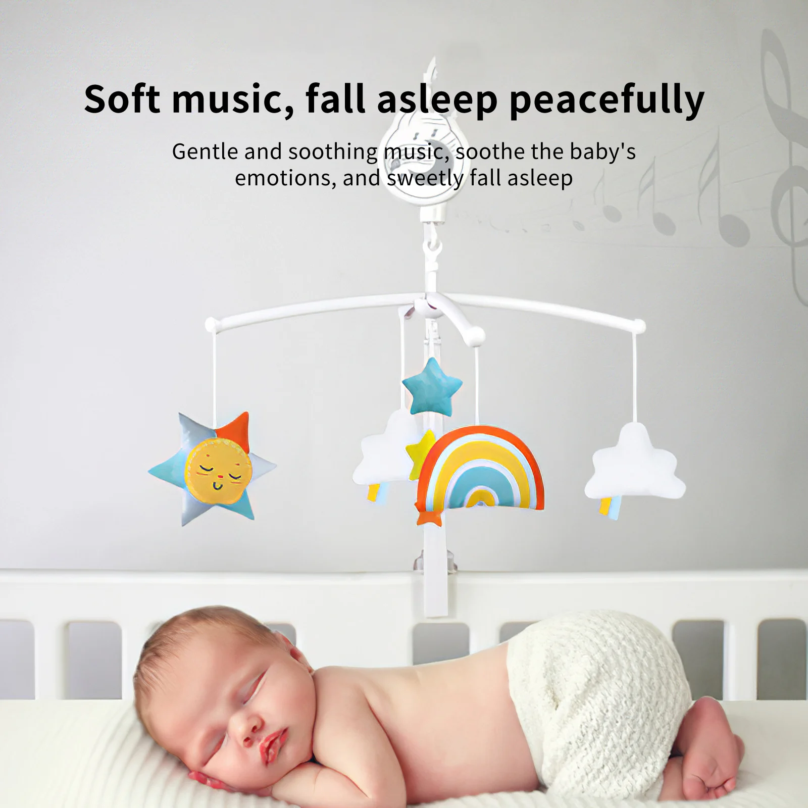 

Baby Bed Hanging Rotating Toy Rotating Musical Bed Decoration Non-Toxic Bed Bell Rotating Infant Sleep Colorful Soft Rattles Toy