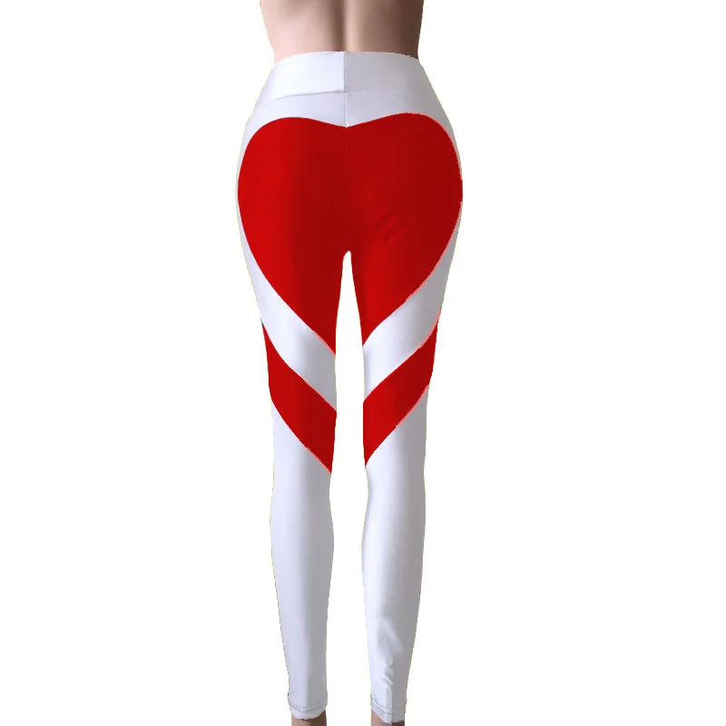 

Women Heart Splice Print Stretch Breathable Jeggings Fashion High Waist Shape Leggings Slim Fit Pants Plus Size M-XXXL