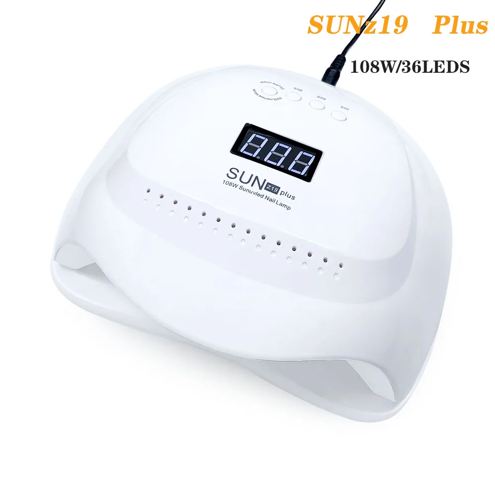 108W White 86 Вт УФ светодиодная лампа для сушки ногтей 39 шт. светодиодный двойной светильник для ногтей Лампа для отверждения УФ-гель для ногтей с датчиком таймера ЖК-дисплей - Цвет: 108W White