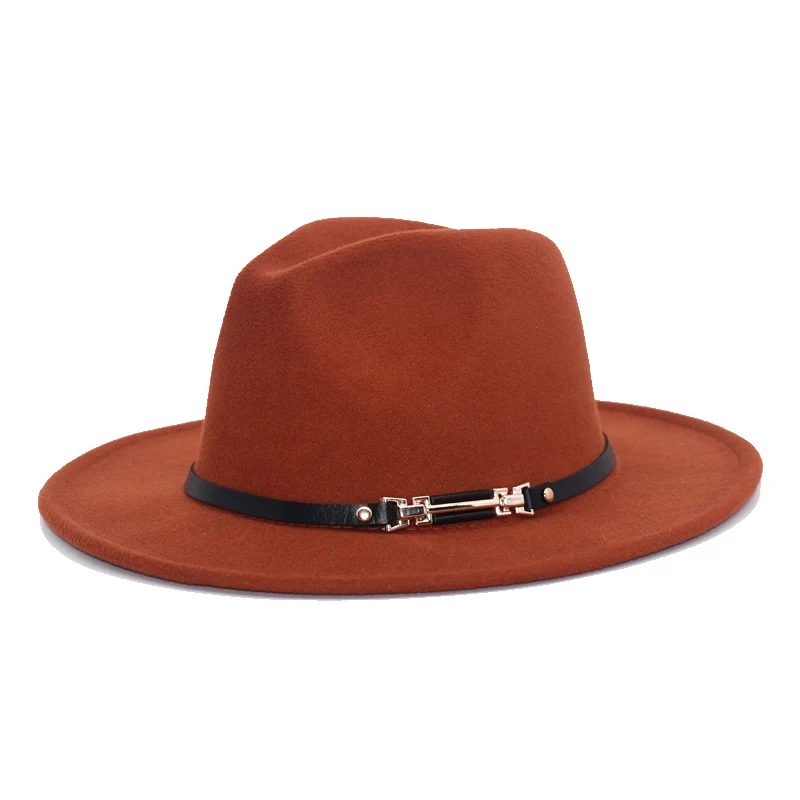 New Elegant Ladies Fedora Hat Men Black Belt Cap Ladies Spring Wool Hat Black Jazz Hat Fedora F56