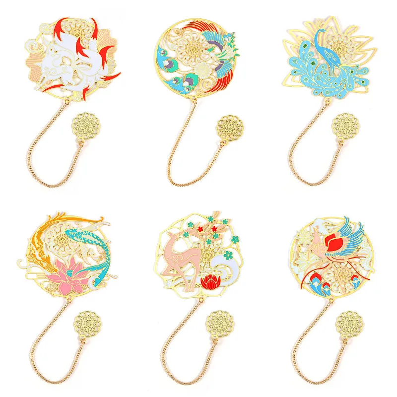 

Латунный подвесной ретро-Книжный зажим в китайском стиле с язычными знаками, подарок для студентов, канцелярские принадлежности, школьные ...