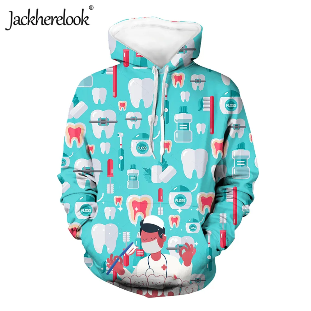 

Jackherelook Cute Cartoon Dentist Doctor Print Autumn Dental Nursing Pullover Hoodies Harajuku Ladies Loose Sweatshirts Mujer