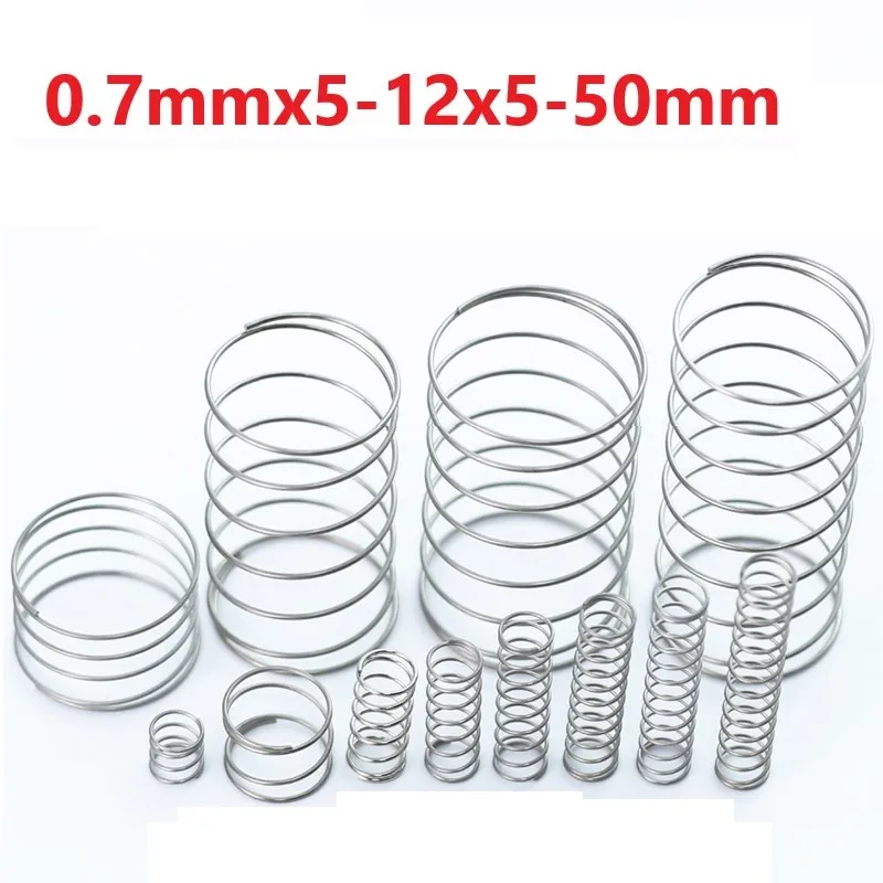

304 Stainless Steel Compression Spring Compressed 0.7mm Wire Diameter Return Springs 10PCS