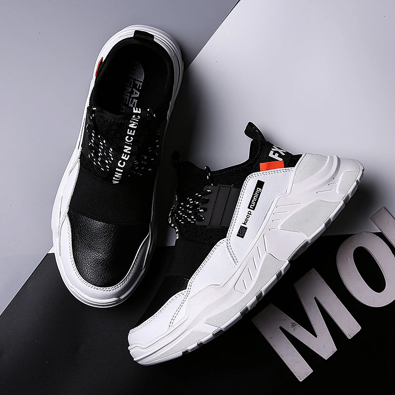 

Men's sports outdoor running comfortable soft bottom large size white fashion classic trend platform casual jogging shoes