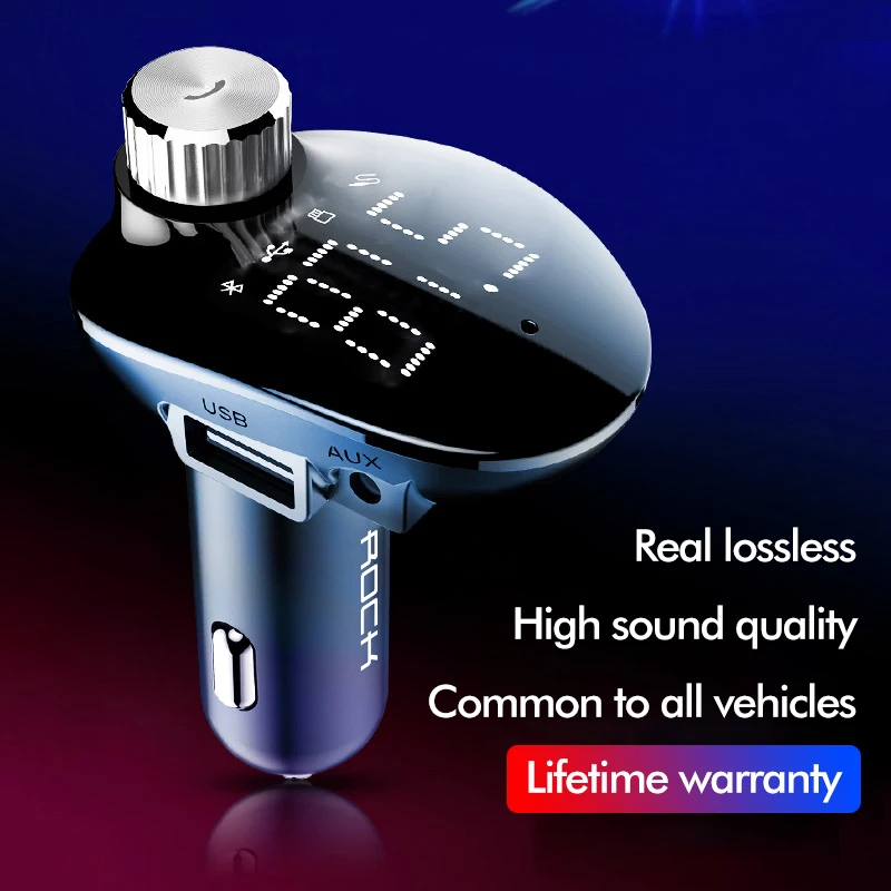 Автомобильное зарядное устройство ROCK с fm-передатчиком, Bluetooth, автомобильный комплект, Handsfree, приемник, TF карта, аудио, музыка, Mp3 плеер, автомобильное зарядное устройство для телефона