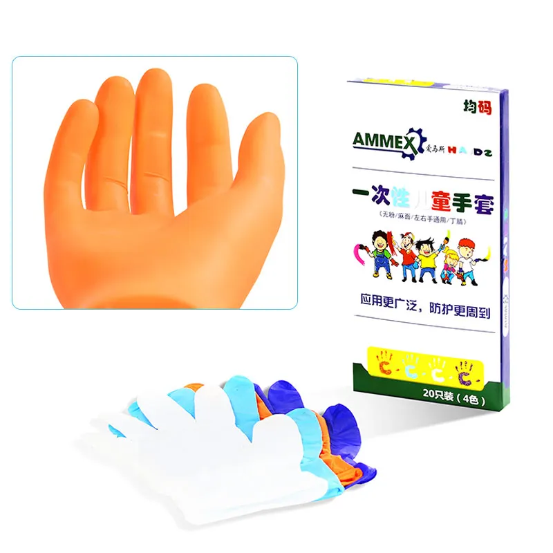 

Nirtrile Gloves for Kids 5-12 Painted Drawing Play Plasticine Washing Disposable Water-proof Good Elasticity Non-slip Palm