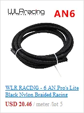 WLR RACING-6 AN Pro Lite черный нейлоновый Плетеный Топливный шланг 350 PSI 5 м+ набор переходников для шланга+ заглушка NPT WLR7312+ SL10NPT-BK