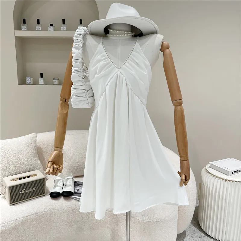 

New Women's Spring Summer 2021 Deep V suspender dress