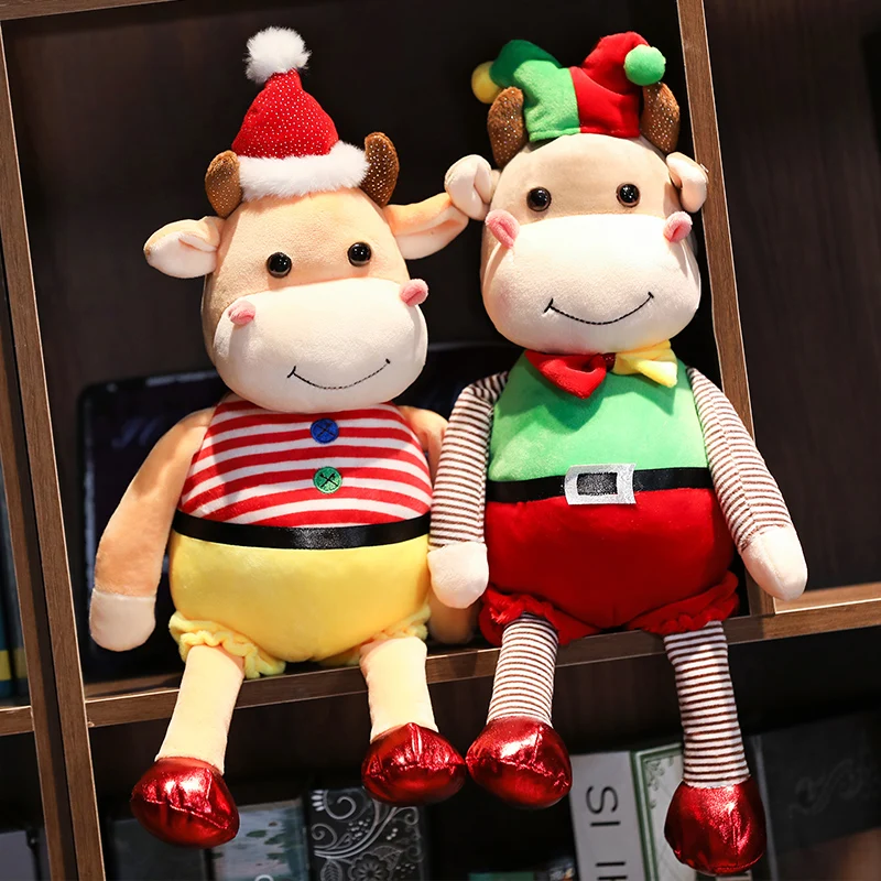 

Christmas clown cow doll cute and playful birthday gifts sports animal plush toy birthday gift desktop decorations to sleep with