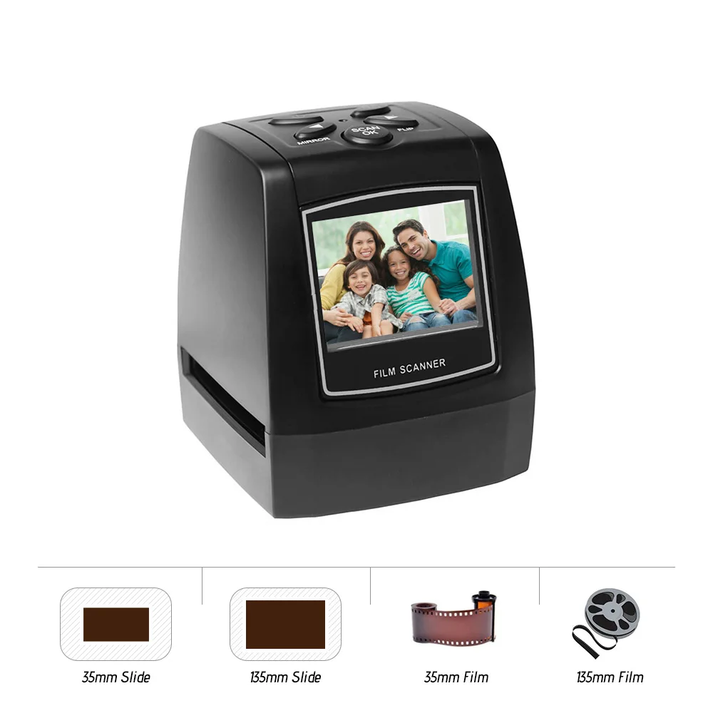 

Protable Negative Film Scanner 35/135mm Slide Film Converter Photo Digital Image Viewer with 2.4" LCD Build-in Editing Software