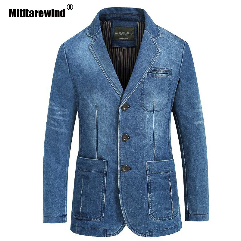 Новая джинсовая куртка Мужская осенняя блейзер приталенная военная однобортная