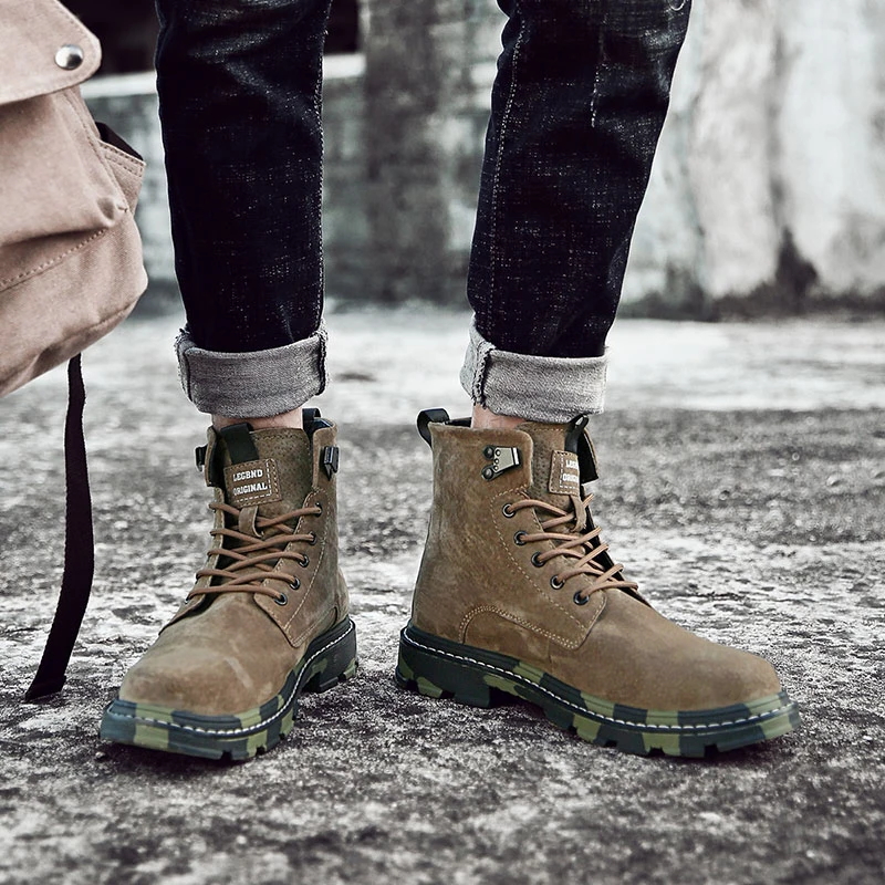 Теплые меховые зимние ботинки Мужская зимняя обувь мужская кожаная ковбойская