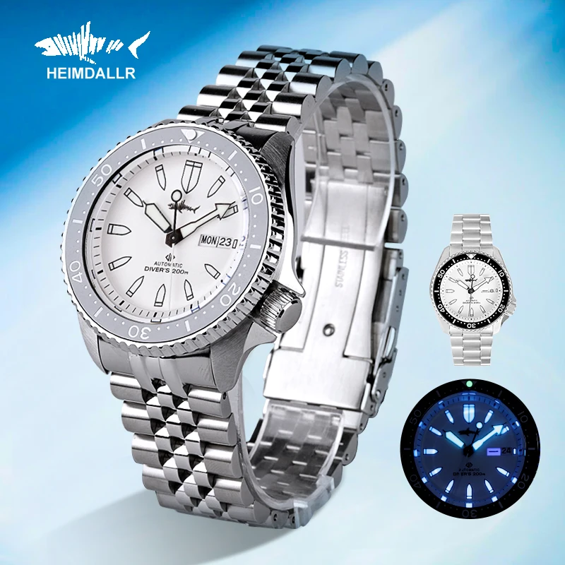 

HEIMDALLR Sharkey SKX Mechanical Watch Men Dive Sapphire White Dial Luminous NH36A Mov Automatic Water Resistant Skx007 Watches