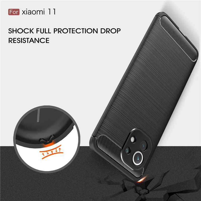 Чехол для Xiaomi Mi 11 мягкий чехол из углеродного волокна задняя крышка защитный