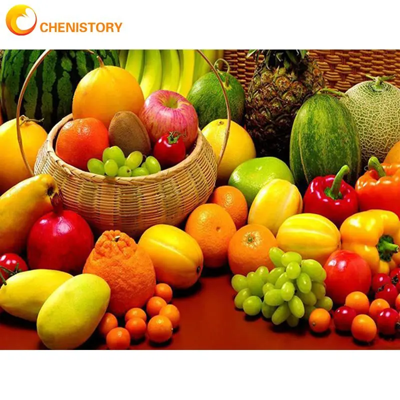 

CHENISTORY 5D DIY Diamond Painting Food Full Square Diamond Embroidery Rhinestone Picture Diamond Mosaic Fruit Painting With Dia