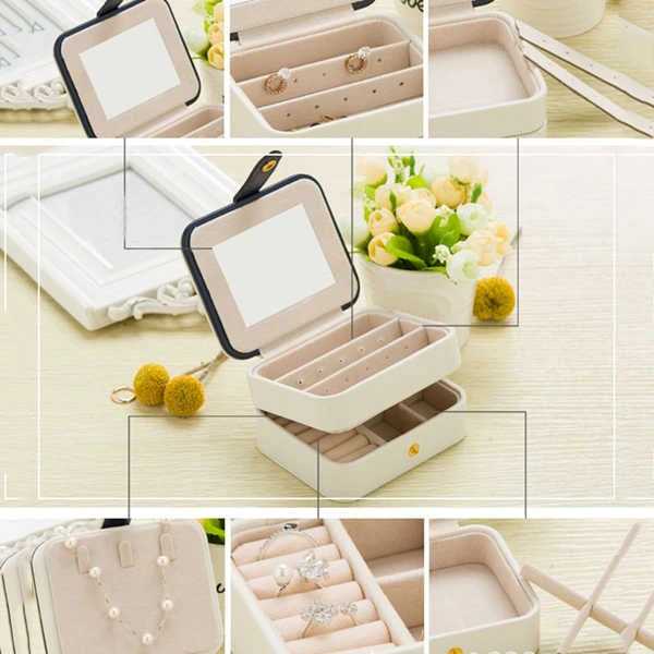 Портативный дорожная коробочка для украшений ювелирных изделий из полиуретана
