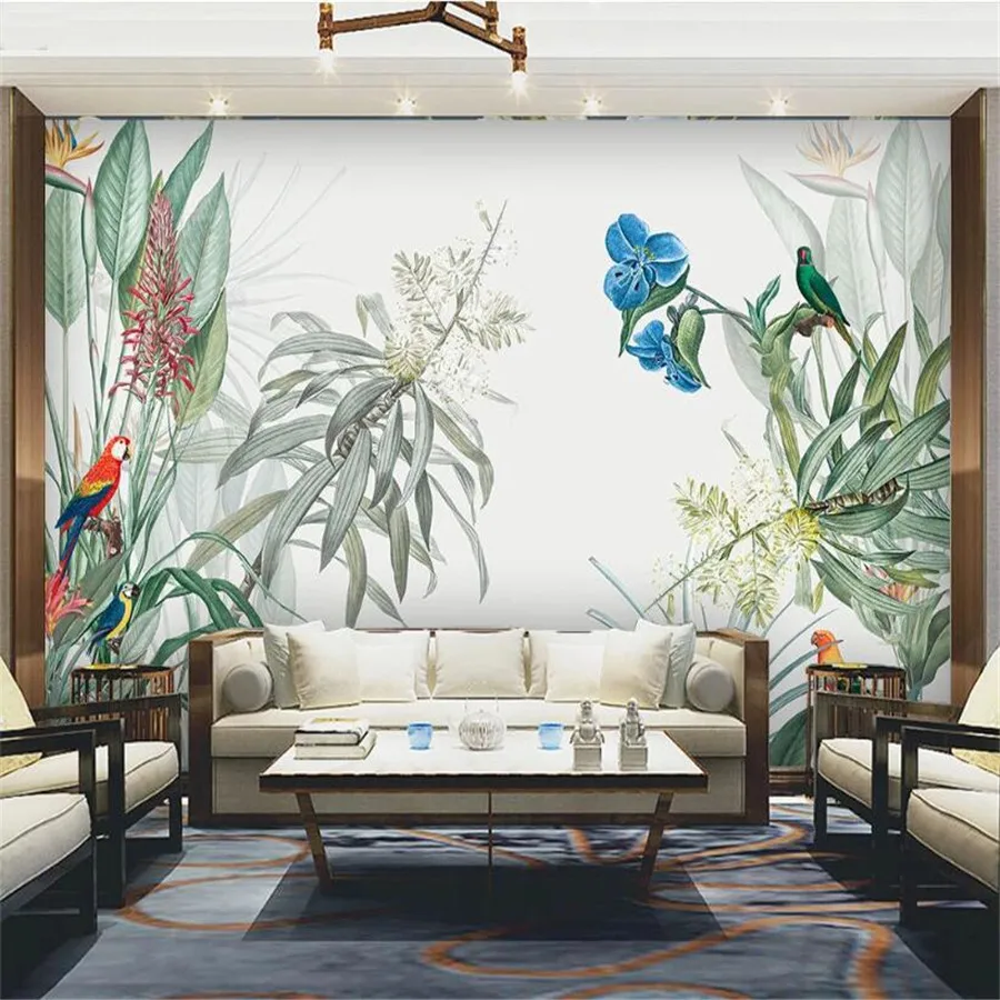 

milofi custom 3D wallpaper mural medieval hand-painted tropical rainforest plant landscape living room background wall decorativ