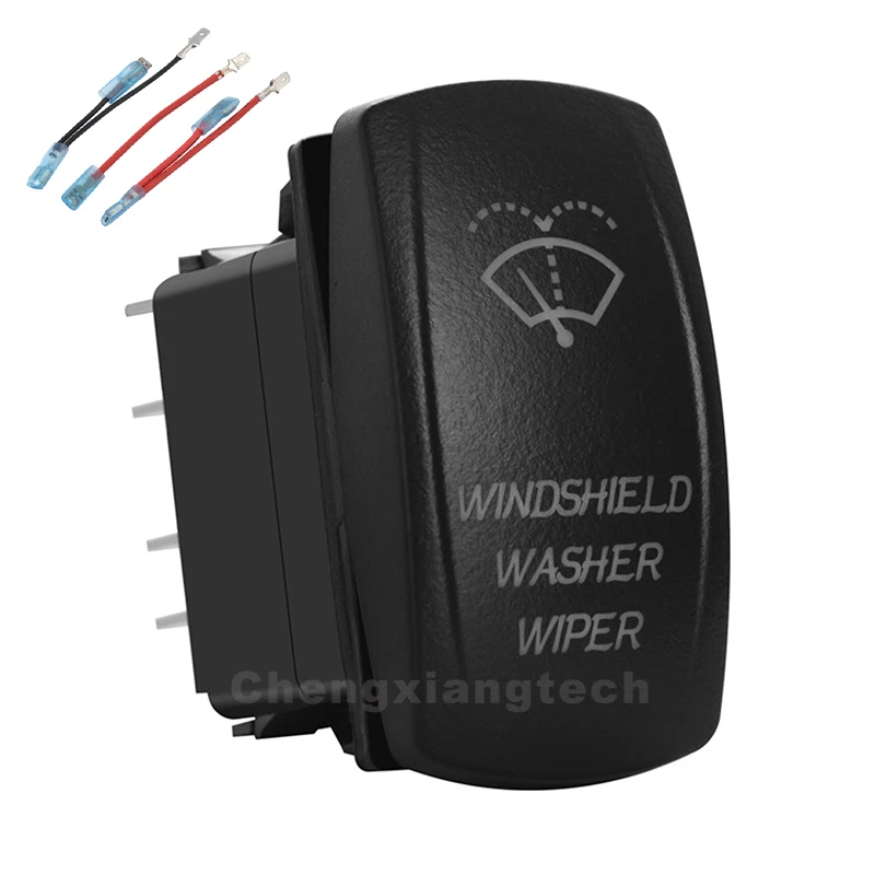 

12V White Led Windshield Washer Wiper Rocker Switch 7Pin DPDT (On) Off On + Jumper Wires for Car Boat Waterproof Rocker Switch