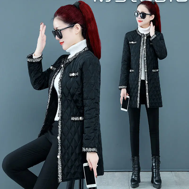2023 Women Long Cotton Jacket  Autumn Winter Parkas Female  Slim Warm Outerwear Ladies Fashion Cotton-padded Coats H526
