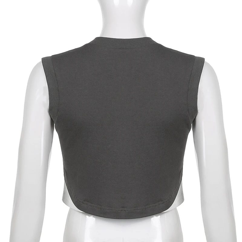 

Rockmore Streetwear Crop Top Women Cotton Loose Sleeveless T Shirts Patchwork Basic Tee Female Harajuku Summer Casual T-Shirt