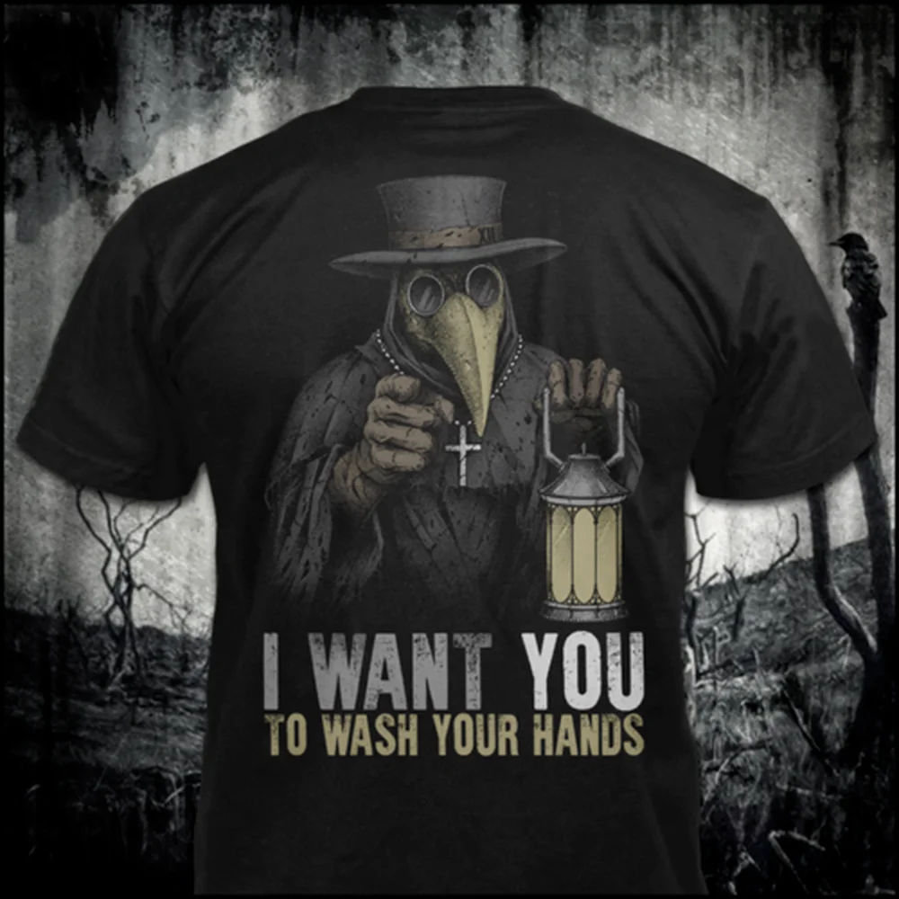 

I Want You To Wash Your Hands Plague_Doctor Men T Shirt Cotton S-3XL Black